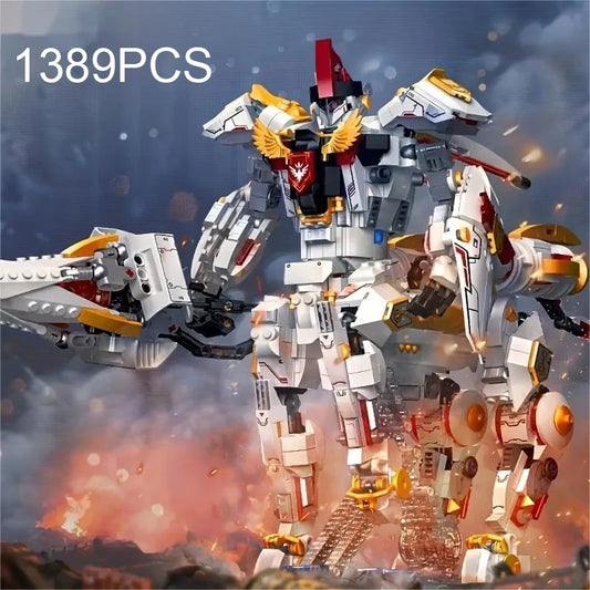 1389PCS Knights Mecha Building Blocks Silver Wings Armor Robot Mechanical Warrior Model Home Decoration Children Christmas Gifts