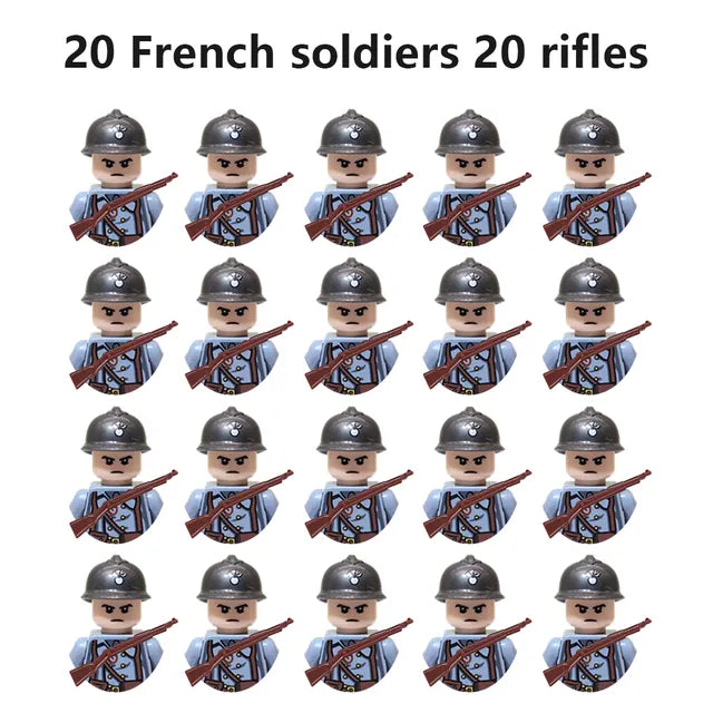 20Pcs/Set WW2 Military Soldier Array Soviet US UK France Japan Canada Italy China Building Blocks With Free Shipping