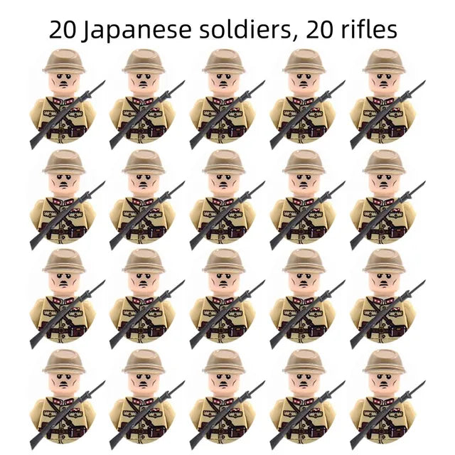 20Pcs/Set WW2 Military Soldier Array Soviet US UK France Japan Canada Italy China Building Blocks With Free Shipping