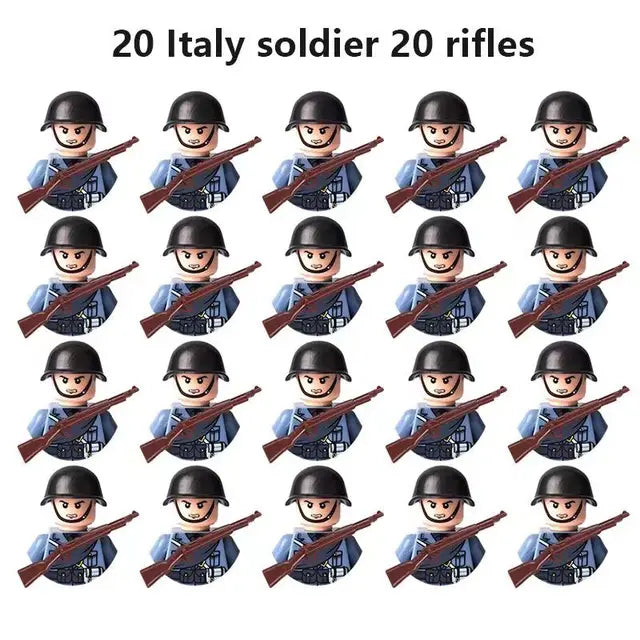 20Pcs/Set WW2 Military Soldier Array Soviet US UK France Japan Canada Italy China Building Blocks With Free Shipping