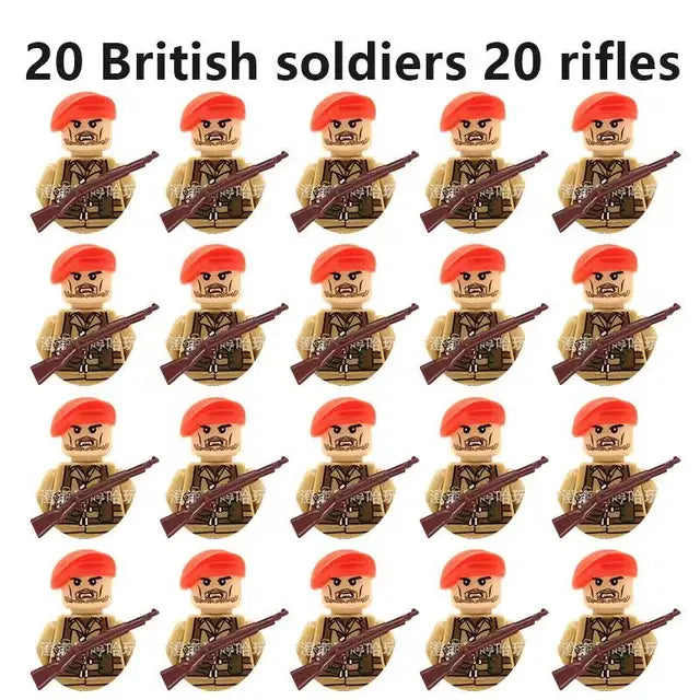 20Pcs/Set WW2 Military Soldier Array Soviet US UK France Japan Canada Italy China Building Blocks With Free Shipping