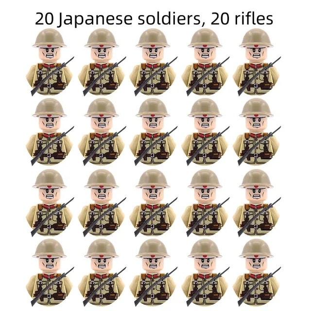 20Pcs/Set WW2 Military Soldier Array Soviet US UK France Japan Canada Italy China Building Blocks With Free Shipping