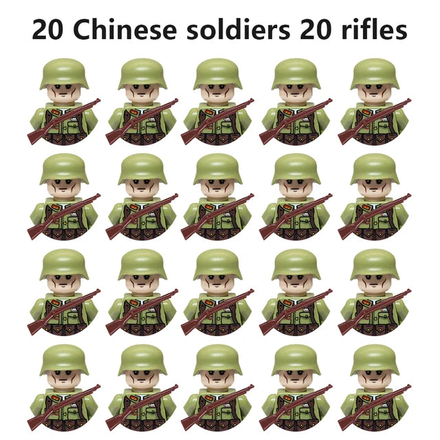 20Pcs/Set WW2 Military Soldier Array Soviet US UK France Japan Canada Italy China Building Blocks With Free Shipping