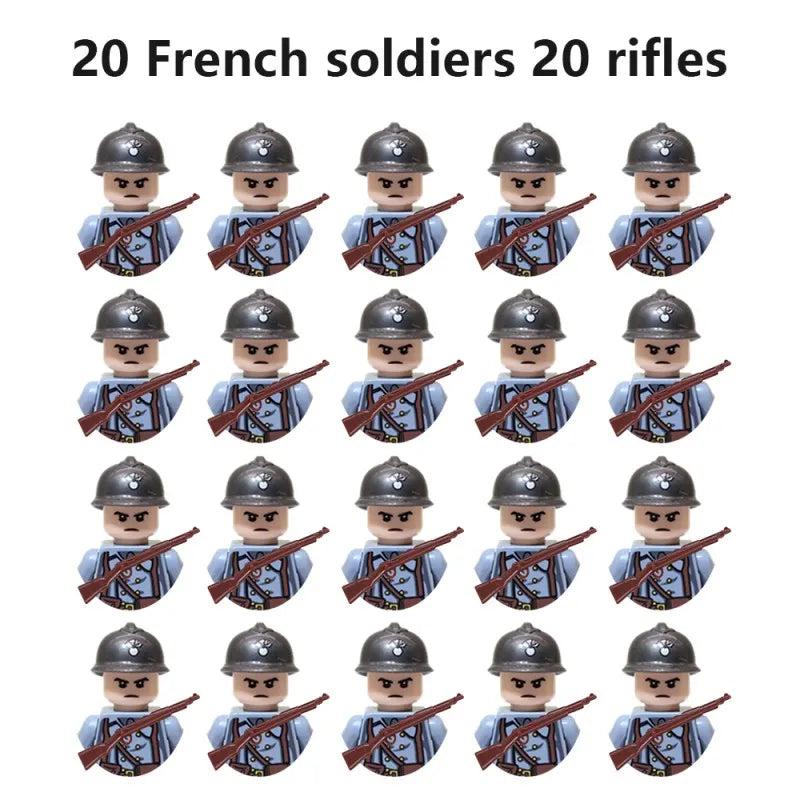 20Pcs/Set WW2 Military Soldier Array Soviet US UK France Japan Canada Italy China Building Blocks With Free Shipping