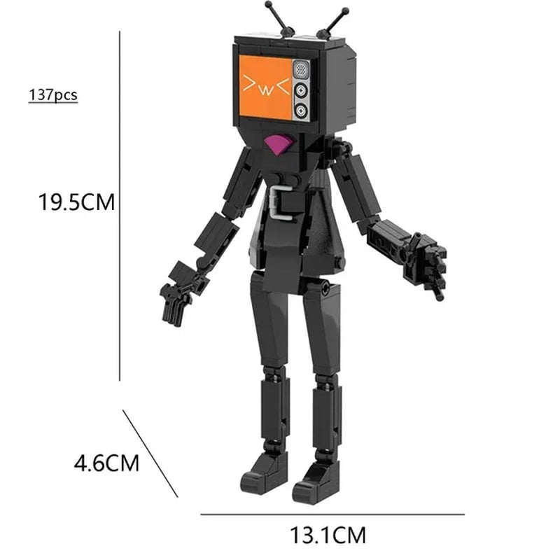 MOC Skibidi Toilet Man Building Blocks Toys Titan Clock Man Female TV Personality Model Sets of Decoration Diy Toy for Kids Gift