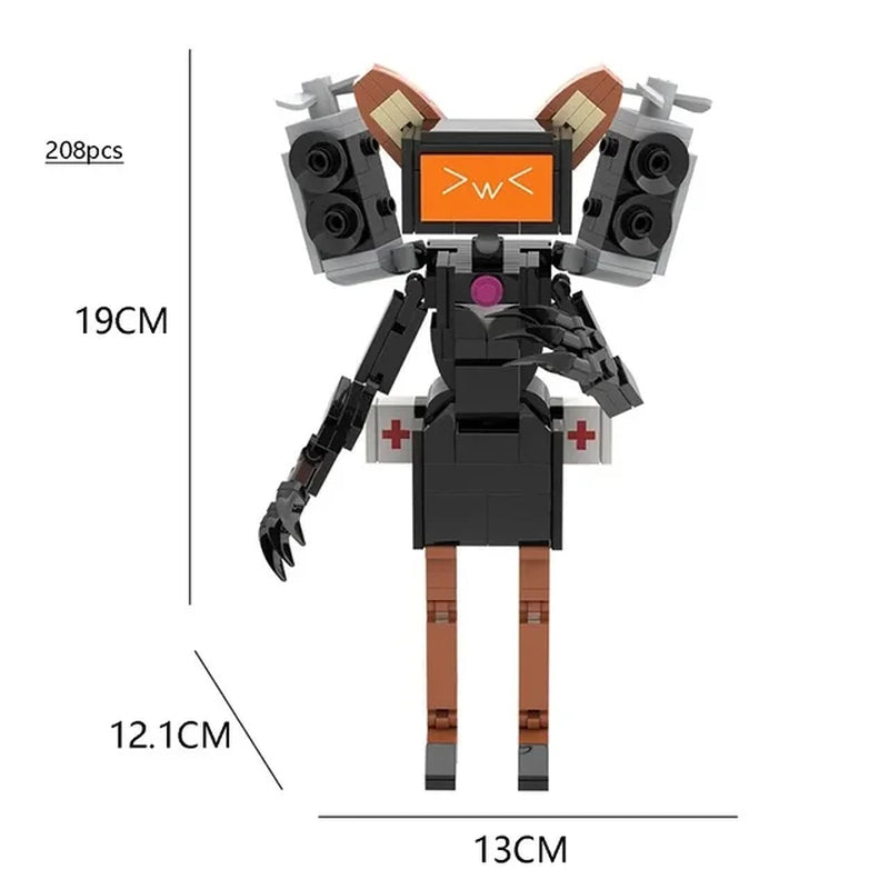 MOC Skibidi Toilet Man Building Blocks Toys Titan Clock Man Female TV Personality Model Sets of Decoration Diy Toy for Kids Gift