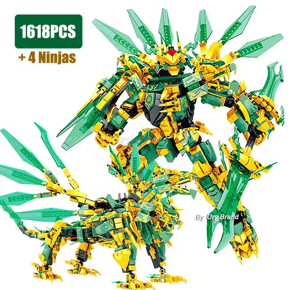 806/1618 Piece Mecha Golded Warrior Ninja And Flying Dragon Upgrade With Free Shipping