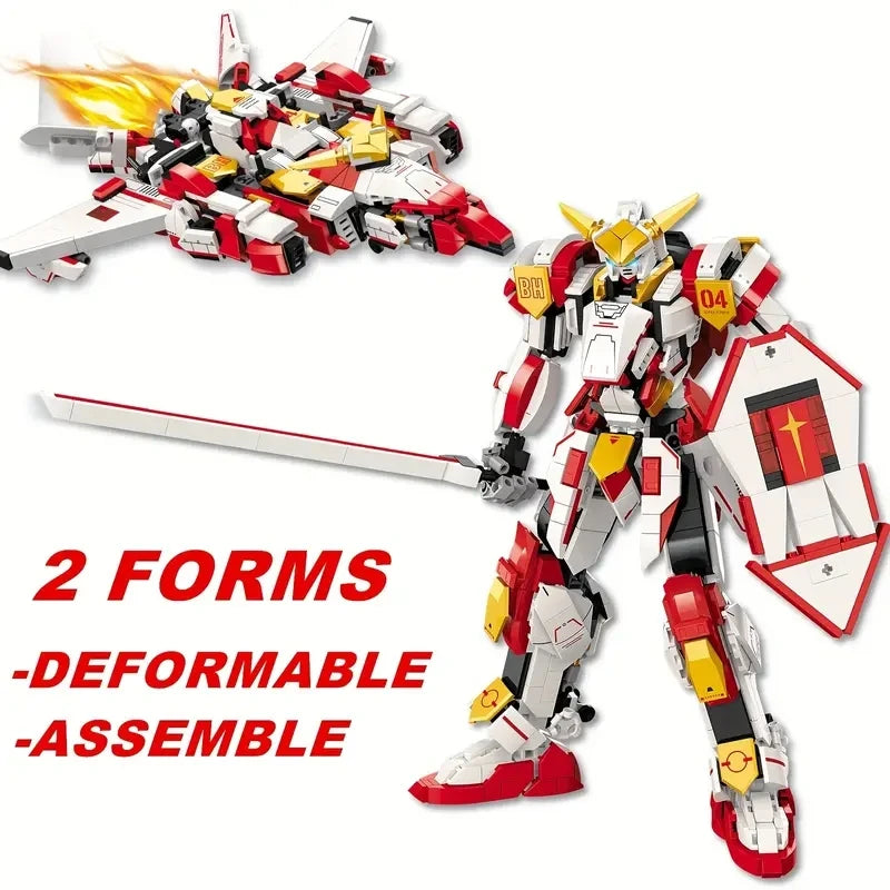 920PCS War Mecha Figures Building Blocks Deformation Robot Fighter 2 Forms Model Bricks Home Decoration Children Christmas Gifts