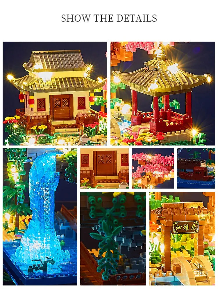 3320PCS Building Blocks Tree House With Garden Waterfall And Lights With Free Shipping