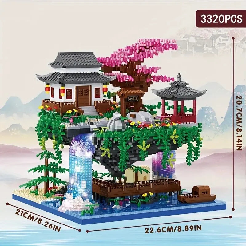 3320PCS Building Blocks Tree House With Garden Waterfall And Lights With Free Shipping