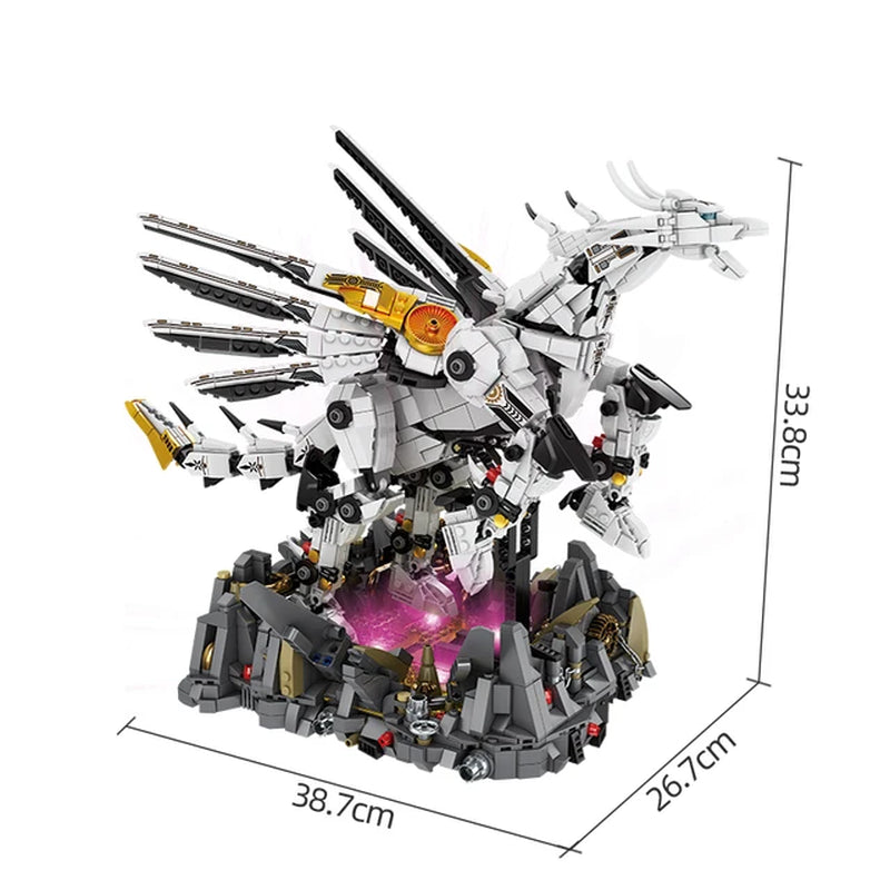 2150PCS White Winged Horse Building Blocks War Mecha Figure Model with Light Assembly Bricks Toy Display Children Christmas Gift