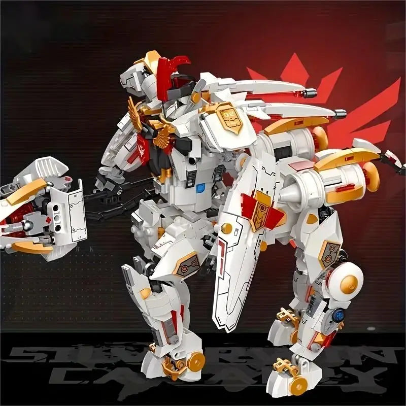 1389PCS Knights Mecha Building Blocks Silver Wings Armor Robot Mechanical Warrior Model Home Decoration Children Christmas Gifts