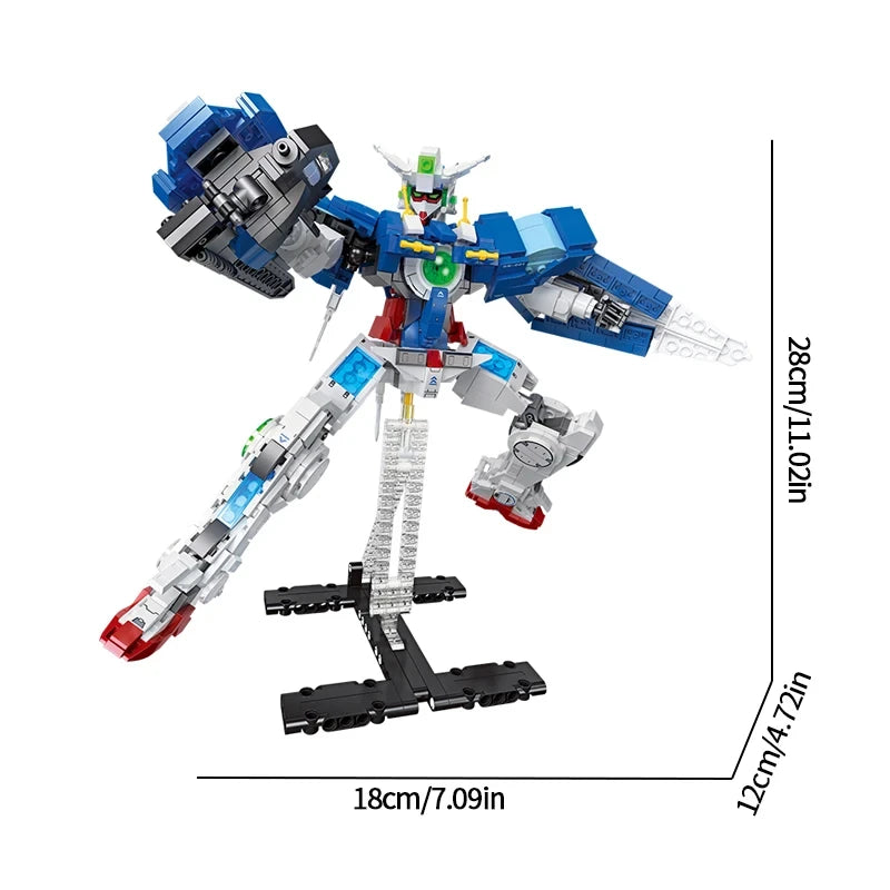 1042PCS Robot Model Building Blocks Mecha Deformation Figure Weapon with Display Stand Assembly Bricks Children Christmas Gifts