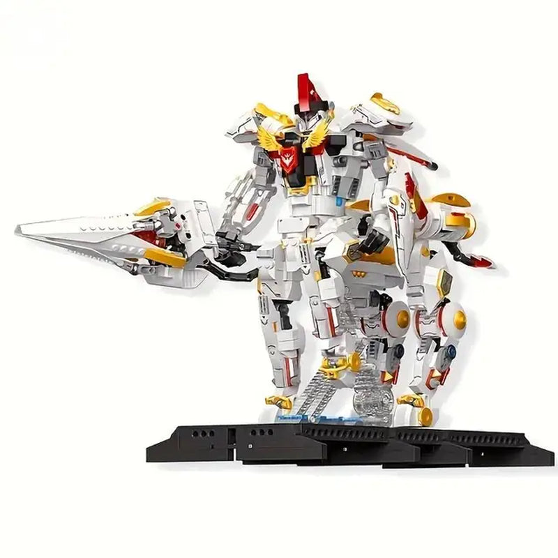 1389PCS Knights Mecha Building Blocks Silver Wings Armor Robot Mechanical Warrior Model Home Decoration Children Christmas Gifts