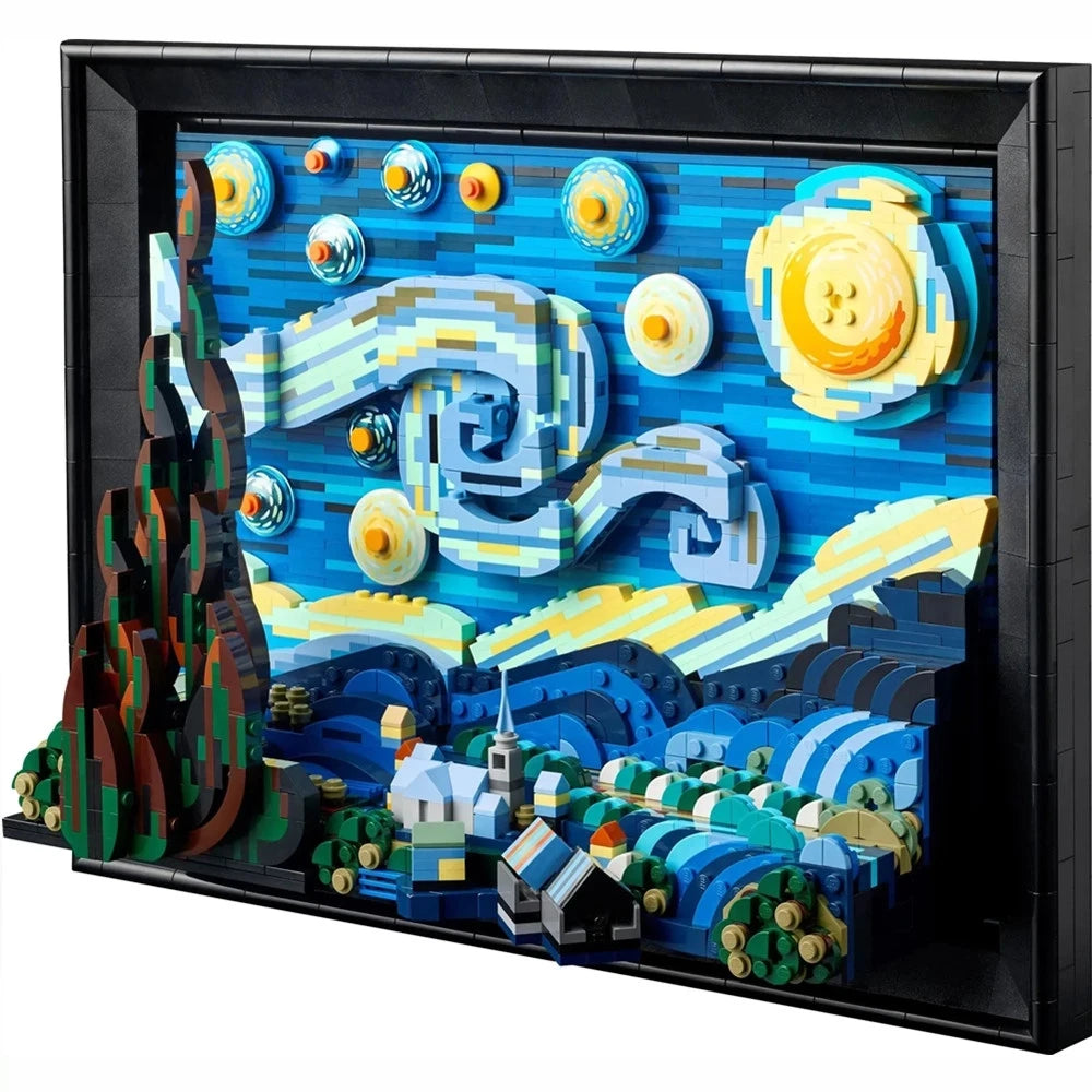 1830/2362 Piece Building Block Set of Vincent Van Gogh's Starry Night Painting Upgrade With Aisle Available With Free Shipping