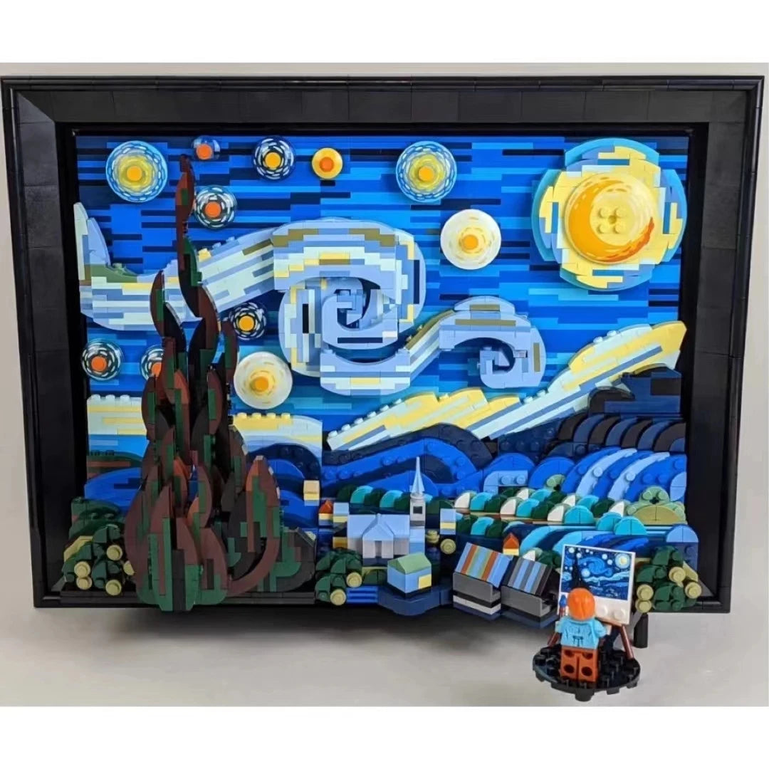 1830/2362 Piece Building Block Set of Vincent Van Gogh's Starry Night Painting Upgrade With Aisle Available With Free Shipping