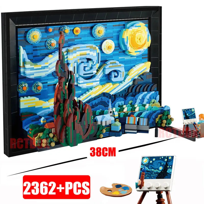 1830/2362 Piece Building Block Set of Vincent Van Gogh's Starry Night Painting Upgrade With Aisle Available With Free Shipping