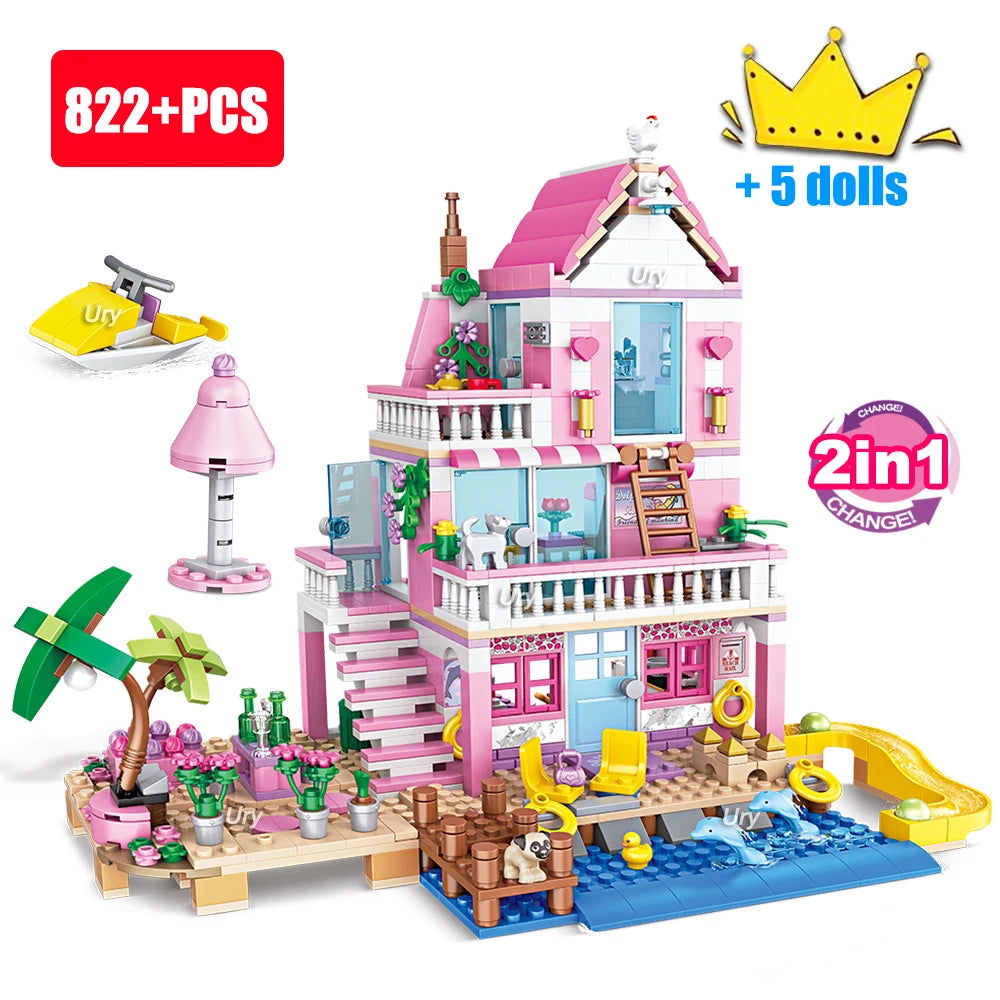 822 Piece Holiday Summer House Building Block Set With Free Shipping