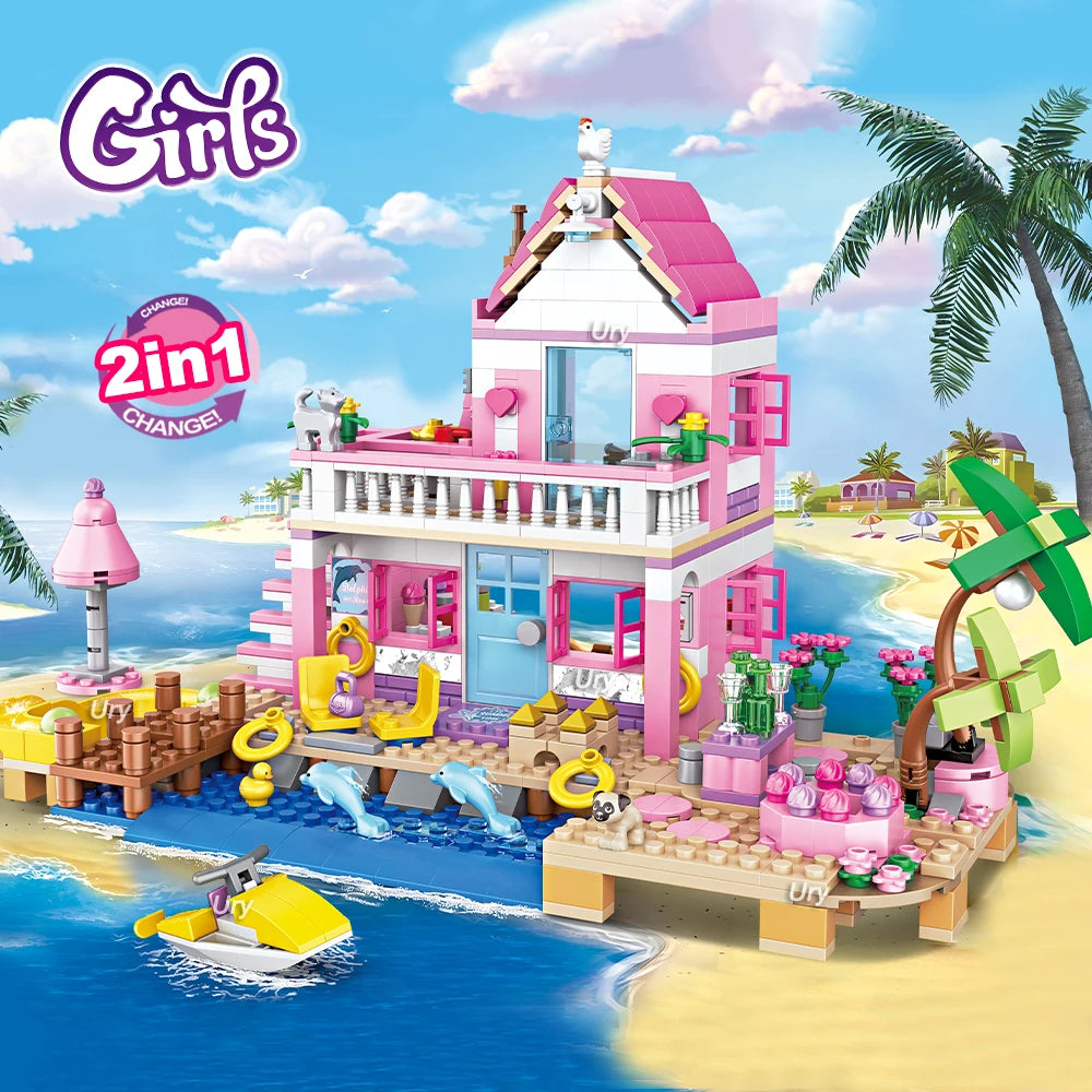 822 Piece Holiday Summer House Building Block Set With Free Shipping