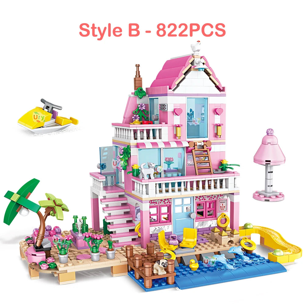 822 Piece Holiday Summer House Building Block Set With Free Shipping