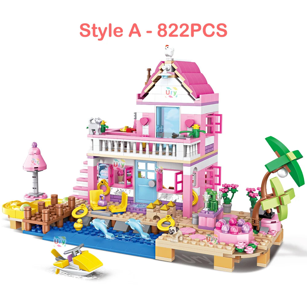 822 Piece Holiday Summer House Building Block Set With Free Shipping