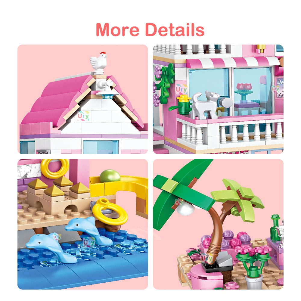 822 Piece Holiday Summer House Building Block Set With Free Shipping