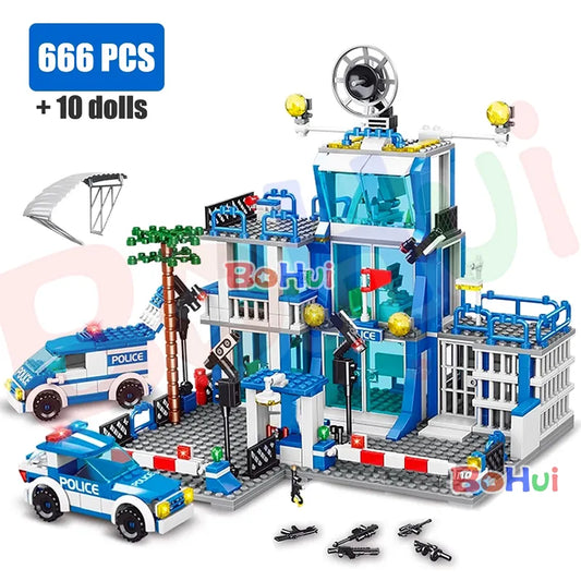 666/787 Police Station Model Building Set With Free Shipping