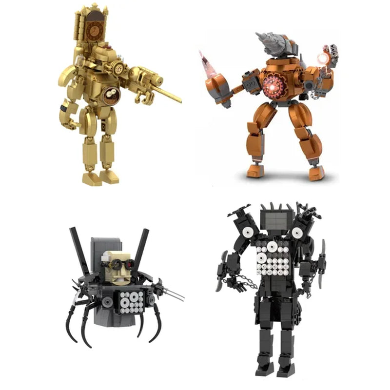 MOC Skibidi Toilet Man Building Blocks Toys Titan Clock Man Female TV Personality Model Sets of Decoration Diy Toy for Kids Gift