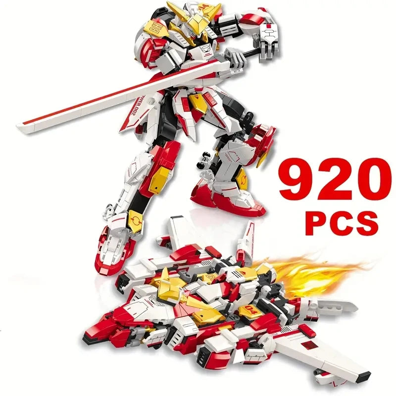 920PCS War Mecha Figures Building Blocks Deformation Robot Fighter 2 Forms Model Bricks Home Decoration Children Christmas Gifts