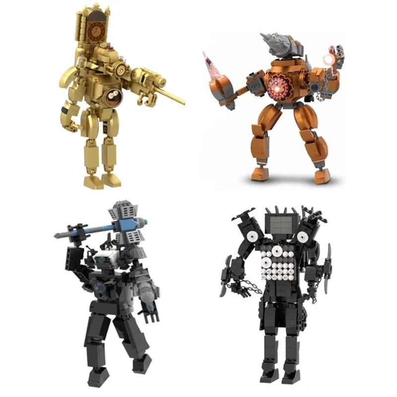 MOC Skibidi Toilet Man Building Blocks Toys Titan Clock Man Female TV Personality Model Sets of Decoration Diy Toy for Kids Gift