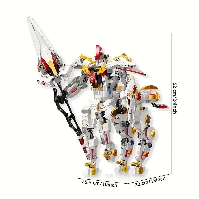 1389PCS Knights Mecha Building Blocks Silver Wings Armor Robot Mechanical Warrior Model Home Decoration Children Christmas Gifts